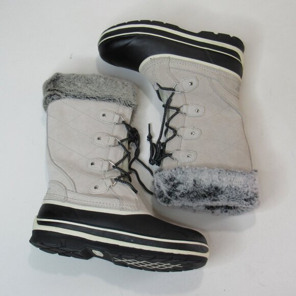 Khombu Women's Emily Suede Leather Winter Snow Boots Size 9 Faux Fur Cuff Trim - Picture 5 of 10